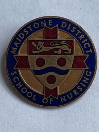 Maidstone District School Of Nursing Vintage Enamel Hallmarked Badge