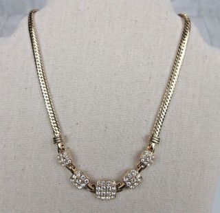Vintage Swarovski Necklace Crystal Rhinestone Gold Plated Collar Signed