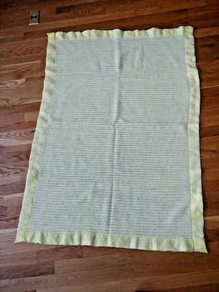 Beacon Vintage Yellow Acrylic Thermal Waffle Knit Baby Blanket Satintrim Crib