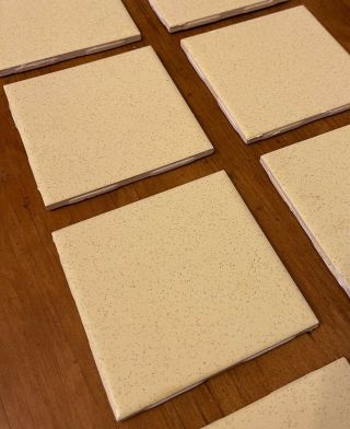 10 Vintage Ceramic Wall Tiles 4.  25” (4 - 1/4”) Yellow Gold Dust Speckle