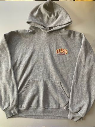 Vintage Russell Athletic Usc Alumni Hoodie Sweatshirt Gray Blank L Sweater Vtg