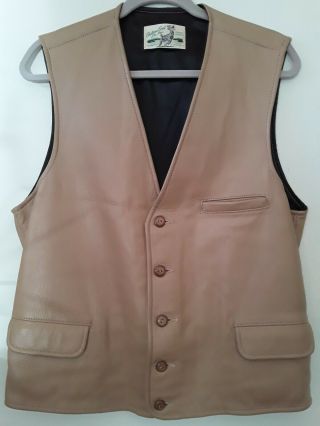 Custom Coat Co 42 " Mens Vtg Tan Deerskin Vest Lined W Pockets Soft Usa
