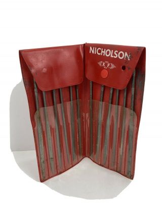 12 Vintage Nicholson Swiss Xf Round Handle Needle Files Cooper Group 5 1/2 " Long