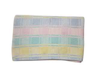 Vintage Beacon Cotton Baby Blanket Pastel Woven Knit Squares Blocks Wpl 1675 Usa
