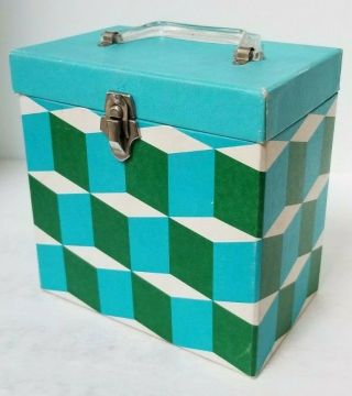 Vintage Blue Green Platter - Pak 45 Rpm Record Holder Carry Case Box No.  740