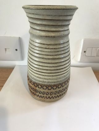 Large Vintage Rare Broadstairs Studio Pottery Vase 8”h Signed Bottom