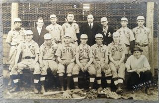 1913 - 14 Vtg Rppc Photo Boys High School Baseball Team Postcard Slatington Pa