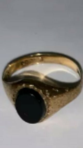Vintage 9ct Gold Signet Ring Set With Agate Stone Size K Hallmarked London 1979