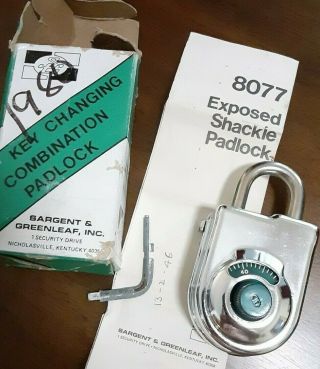 Sargent Greenleaf Vintage Padlock Changing Combination Lock