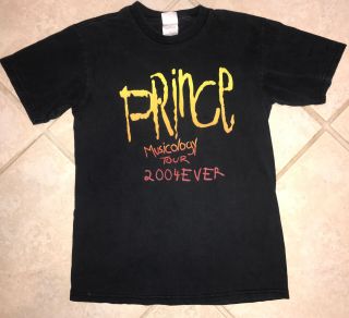 Vintage Mens Prince Official 2004 Tour T Shirt Musicology Black Size Small