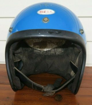 Vintage 1975 Bell Rt R - T Motorcycle Helmet Blue Size 7 1/4,  Rough,  Still Cool
