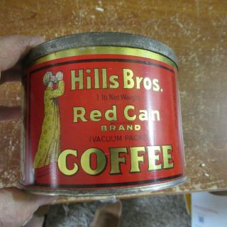Vintage Hills Bros.  Red Can Coffee 1 Lb Coffee Can