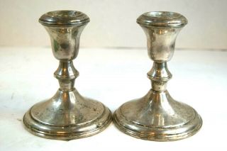☆vintage Pair Amc Sterling Silver Weighted Candle Stick Holders 4 - 1/2 " Tall
