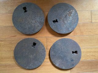 4 Antique Vintage 8 Inch Cast Iron Wood Burning Stove Top Lids Covers