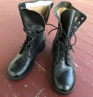 Vintage 1983 Us Military Black Leather Combat Boots Men 