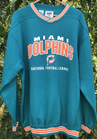 Vintage Lee Sport Miami Dolphins Nfl Pullover Sweatshirt Men 