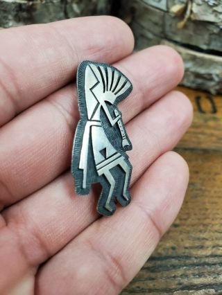 Vintage Native American Pin - Hopi,  Navajo Broach Kokopelli Sterling Silver Pin 3