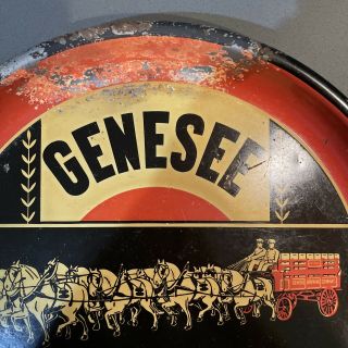 Vintage Antique GENESEE 12 HORSE ALE Metal Beer Serving Tray Pub Bar Sign 12” 2