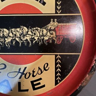 Vintage Antique GENESEE 12 HORSE ALE Metal Beer Serving Tray Pub Bar Sign 12” 3