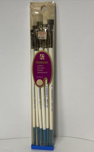 Vintage Grumbacher Oil Color Brush Set 1246c Set Of 6 Package