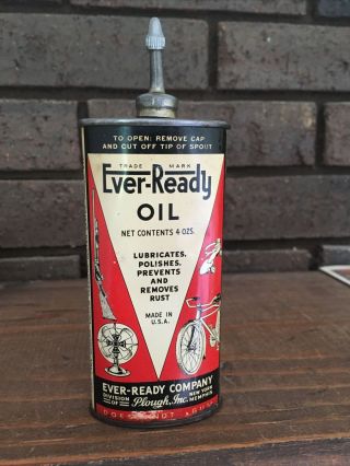 Vintage Advertising Ever - Ready Lead Top Handy Oiler Oil Tin Can