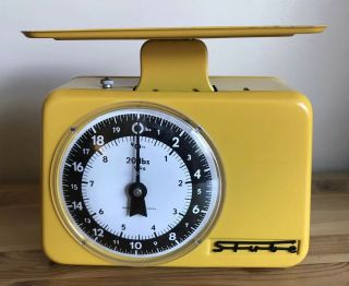 Vintage Yellow 20lb Stube Kitchen Scale Retro Mcm Made In West Germany