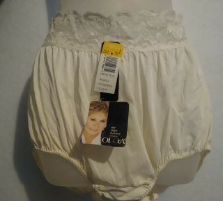 Olga Vintage Ivory Silky Nylon Lace High Waist Panty Size 9 23240 Made Usa