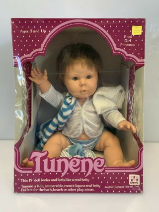 Vintage Tunene Anatomically Correct Boy Baby Doll By Barval W/original Box