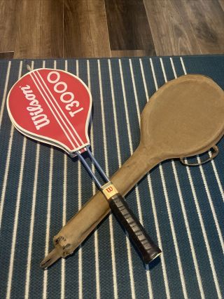 Antique Vintage Dayton Steel Tennis Racket With Case & Wilson T3000 Rackets R