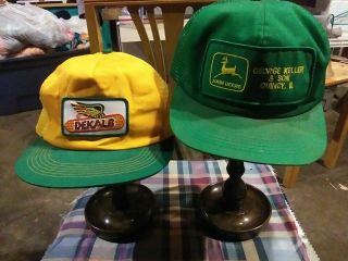 Vintage John Deere & Dekalb Seed Trademark Logos Caps Hats Both K - Products