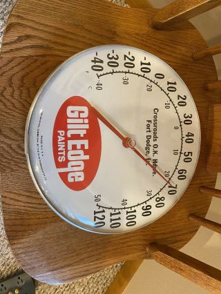 Vintage Gilt Edge Paints Thermometer - Crossroads O.  K.  Hardware Fort Dodge Iowa 3
