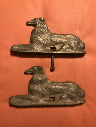 Vintage Metal Collie Dog Fence Or Gate Toppers Matching