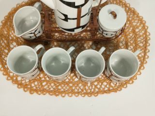 Vintage Mid Century Japan Coffee Tea Set With Display Rack Gorgeous 3