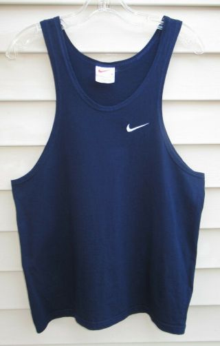 Vintage 80s Nike Tank Top Navy Blue T - Shirt Usa Made Mens (tag M) Fits Small
