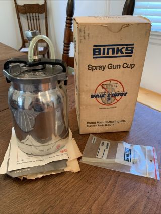 Nos Vintage Binks 81 - 350 Non Drip Proof 2 Aluminum Paint Spray Gun Cup