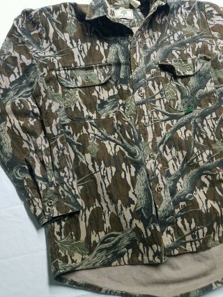 Vtg Mossy Oak Usa Made Treestand Camo Chamois Thick Flannel Long Sleeve Shirt/m