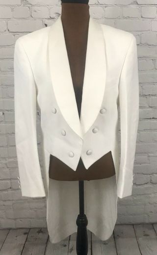 Vtg Chaps Ralph Lauren Formal Tailcoat Tuxedo Costume Size 38r White Flaw