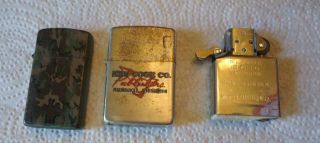 Two Vintage Zippo Lighters Plus One Insert