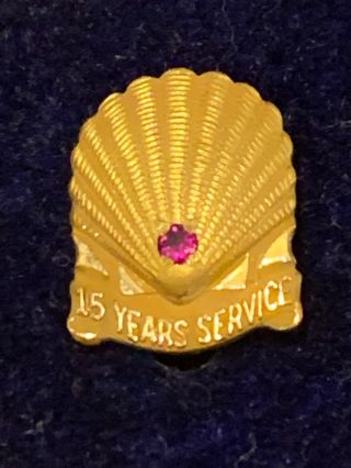 Vintage 1967 Shell Oil Gas Service Pin Lapel 10k Gold 15 Years Of Service