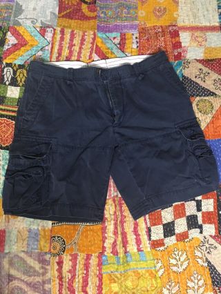 Vintage Polo Ralph Lauren Mens Navy Blue Cargo Shorts Size 40 No Strings