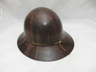 Vintage Brown Fiberglass Hard Hat Full Brim Helmet Logger Miner
