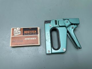 Vintage Bostitch Model T - 5 Heavy Duty Stapler Blue/green Staple Gun