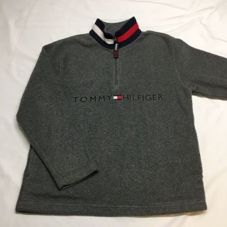 Vtg 90s Tommy Hilfiger Spellout Colorblock Flag Gray Fleece Pullover Mens Small