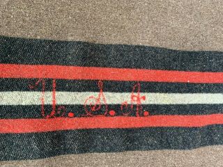 Vintage 100 Wool Blanket Camp Stadium Throw Brown Red Striped USA 51 x 72 