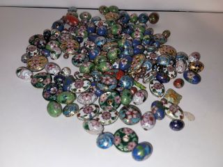 Approx 200 Cloisonne Beads - Flowers - Enamel - Painted - Use For Necklaces - Vintage