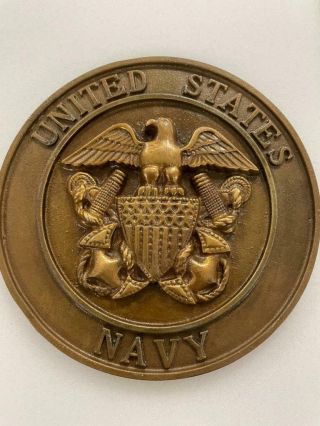 Vintage United States Navy Symbol Sign Brass Approx 6.  75 " Diameter - Fs