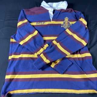 Vintage Polo Ralph Lauren Rugby Long Sleeve Size Xxl Crest 8 Double Sided