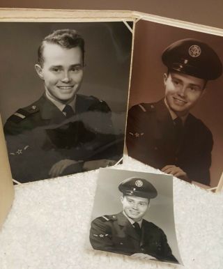 Vintage Soldier Portrait Photo Vintage Ww2 Army Air Corps - 3 Photos Same Man