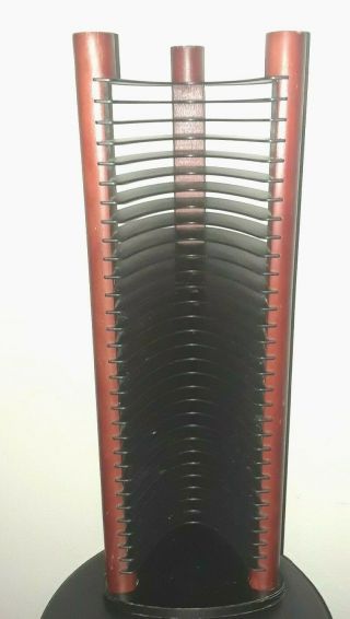 Black Plastic & Red Wood Cd Video Game Tall Tower Storage Rack Holder Holds 30