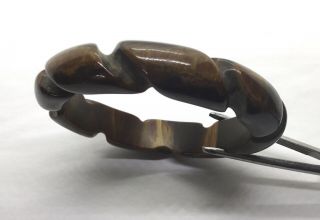 Vintage 1940’s Bakelite Deep Carved Marbled Brown Bangle Bracelet